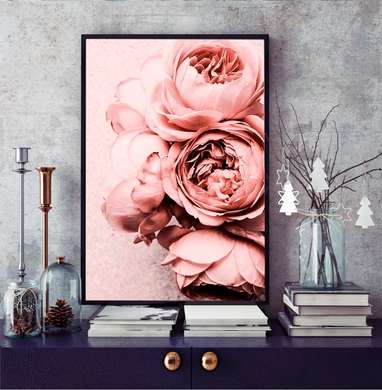 Poster - Pale pink peonies, 30 x 60 см, Canvas on frame, Botanical