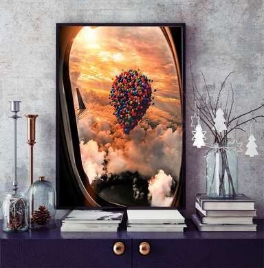 Постер - Воздушный шар в небе, 30 x 45 см, Холст на подрамнике