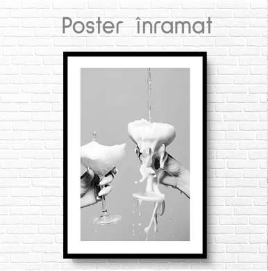 Poster - Cocktails, 60 x 90 см, Framed poster on glass, Black & White