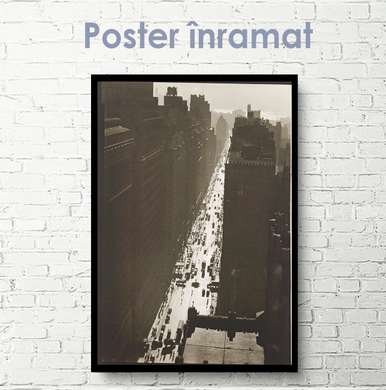 Постер - Винтажное изображение городской улице, 60 x 90 см, Постер на Стекле в раме