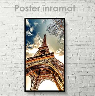 Постер - Эйфелевая Башня, 45 x 90 см, Постер на Стекле в раме, Города и Карты