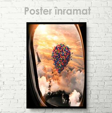 Poster - Hot air balloon in the sky, 30 x 45 см, Canvas on frame