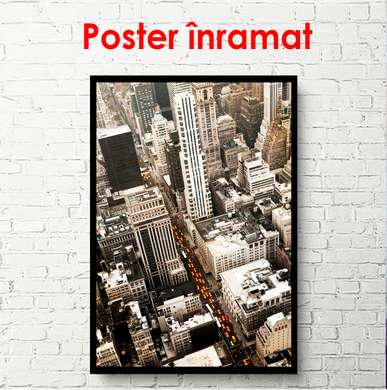 Постер - Вид сверху на небоскребы, 60 x 90 см, Постер в раме, Города и Карты