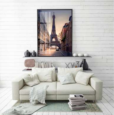 Poster - Turnul Eiffel - vedere laterală, 60 x 90 см, Poster inramat pe sticla