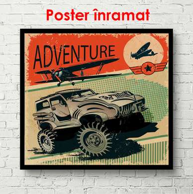 Poster - Aventură, 100 x 100 см, Poster înrămat, Vintage