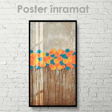 Poster - Flori abstracte, 45 x 90 см, Poster inramat pe sticla