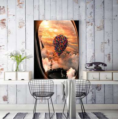 Poster - Balon cu aer cald pe cer, 60 x 90 см, Poster inramat pe sticla
