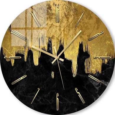 Glass clock - Gold paint on a black background, 40cm