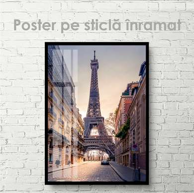 Poster - Turnul Eiffel - vedere laterală, 30 x 45 см, Panza pe cadru