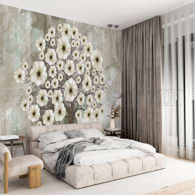 Wall mural - Tree with beige flowers