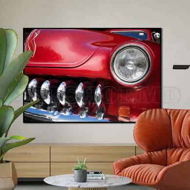 Poster - Red retro car, 90 x 60 см, Framed poster, Transport