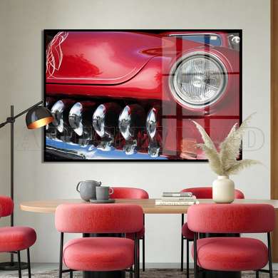 Poster - Red retro car, 90 x 60 см, Framed poster, Transport