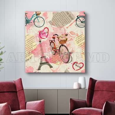 Poster - French Provence pink color, 100 x 100 см, Framed poster on glass, Provence