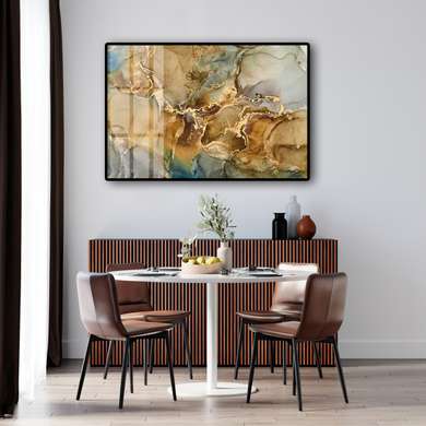 Poster - Golden abstract vibe, 45 x 30 см, Canvas on frame