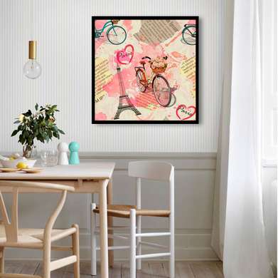 Постер - Французский прованс розового цвета, 100 x 100 см, Постер в раме, Прованс