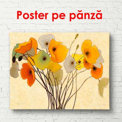 Poster - Maci galbene pe un fundal deschis, 90 x 60 см, Poster înrămat, Provence