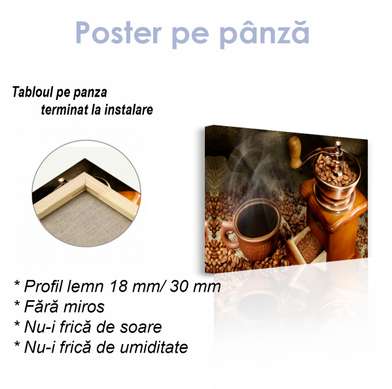 Poster - Set for coffee lovers, 90 x 45 см, Framed poster on glass