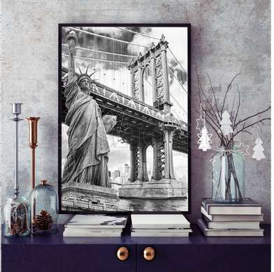 Poster - National Symbols of America, 30 x 45 см, Canvas on frame, Maps and Cities