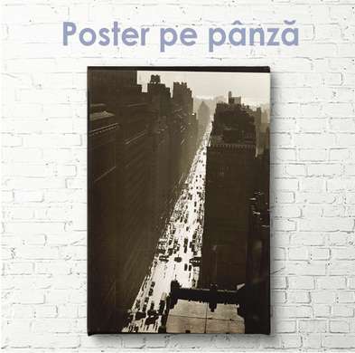 Poster - Imagine vintage a străzii orașului, 30 x 45 см, Panza pe cadru