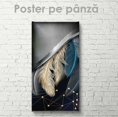 Poster - Glamourous feathers, 45 x 90 см, Framed poster on glass, Glamour