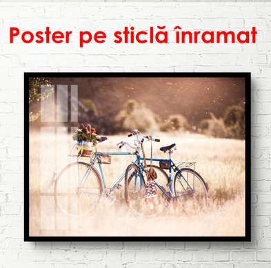 Poster - Bicicleta într-un parc, 90 x 60 см, Poster înrămat, Vintage