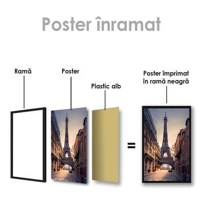 Poster - Turnul Eiffel - vedere laterală, 60 x 90 см, Poster inramat pe sticla