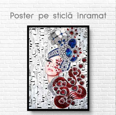 Poster - Glamorous girl with jeweled hairstyle, 30 x 45 см, Canvas on frame