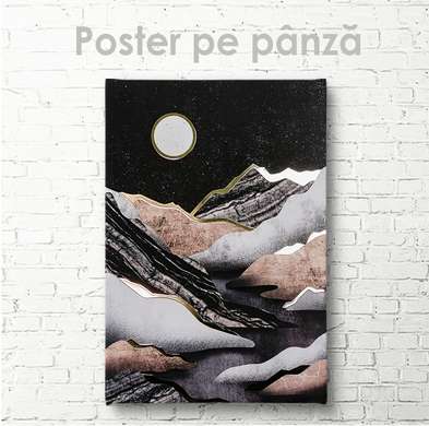 Poster - Luna în munți, 60 x 90 см, Poster inramat pe sticla