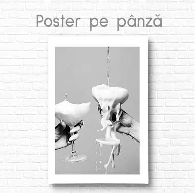 Постер - Коктейли, 60 x 90 см, Постер на Стекле в раме, Черно Белые