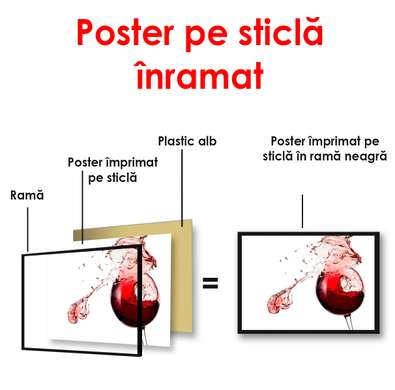 Постер - Бокал с красным вином, 90 x 60 см, Постер в раме, Минимализм