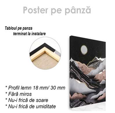 Poster - Moon in the mountains, 60 x 90 см, Framed poster on glass, Nature
