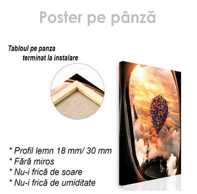 Poster - Balon cu aer cald pe cer, 60 x 90 см, Poster inramat pe sticla