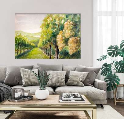 Постер - Виноградное поле, 45 x 30 см, Холст на подрамнике