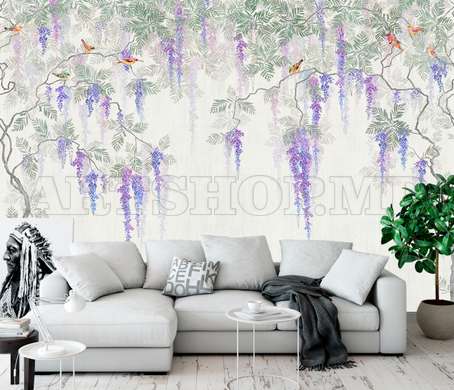 Wall Mural - Garden with birds