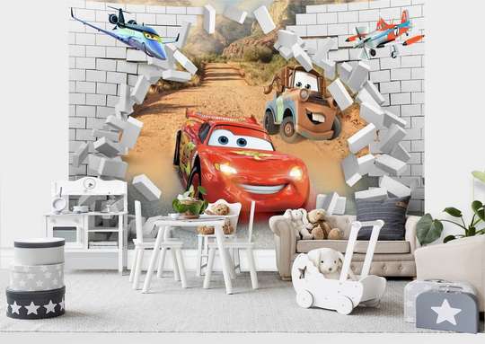 Wall Mural - Lightning McQueen on a 3D background