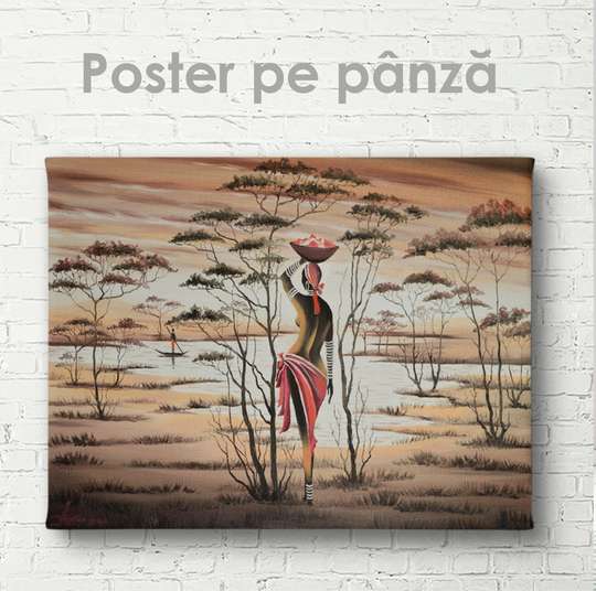 Постер - Африканка, 45 x 30 см, Холст на подрамнике, Живопись
