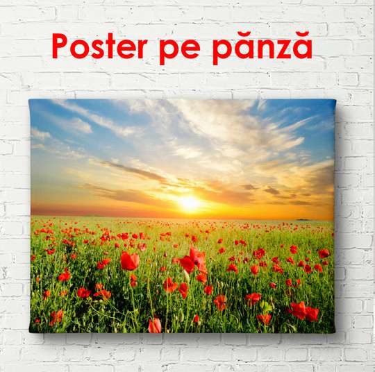 Poster - Yellow flower on an orange background, 90 x 60 см, Framed poster