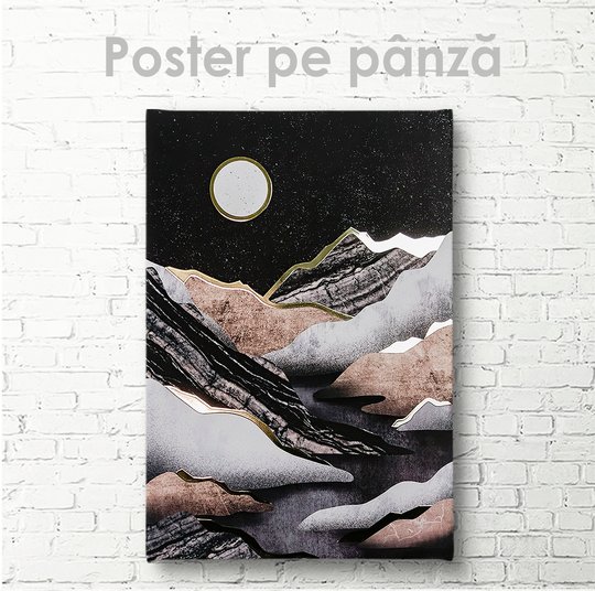 Poster, Luna în munți, 30 x 45 см, Panza pe cadru