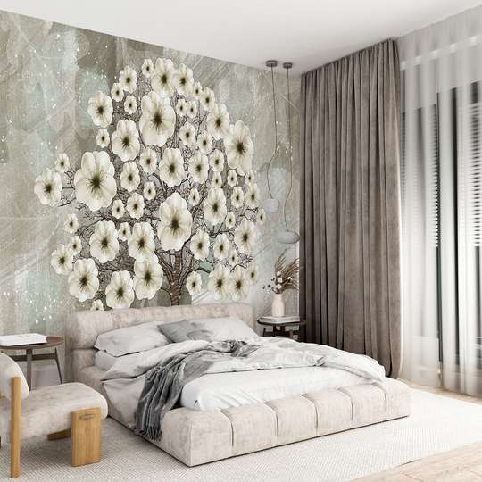 Wall mural - Tree with beige flowers