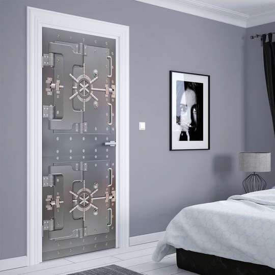 Stickere 3D pentru uși, Seiful gri, 60 x 90cm, Autocolant pentru Usi