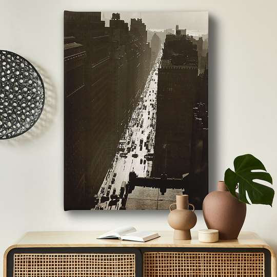 Постер - Винтажное изображение городской улице, 30 x 45 см, Холст на подрамнике, Винтаж
