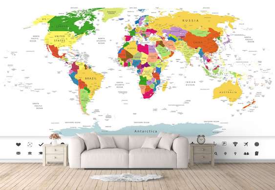 Фотообои - Политическая карта мира на белом фоне.