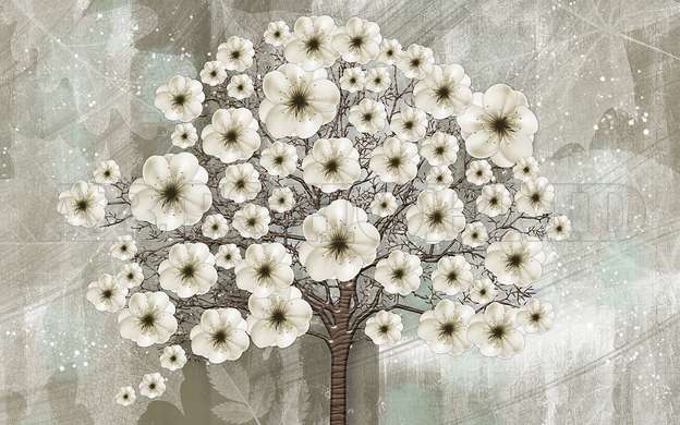 Wall mural - Tree with beige flowers