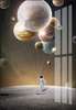 Постер - Космонавт с планетами, 60 x 90 см, Постер на Стекле в раме, Космос