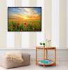 Poster - Yellow flower on an orange background, 90 x 60 см, Framed poster, Flowers