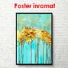 Poster - Golden trees on a blue background, 60 x 90 см, Framed poster on glass, Botanical