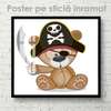 Poster - Mishka Pirate, 100 x 100 см, Framed poster on glass, For Kids