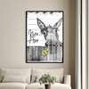 Poster - The donkey with a yellow flower, 30 x 45 см, Canvas on frame, Animals