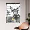 Poster - The donkey with a yellow flower, 30 x 45 см, Canvas on frame, Animals