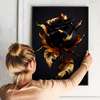 Poster - Black rose with gold, 60 x 90 см, Framed poster on glass, Flowers